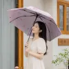 Pink peach pattern all-weather umbrella, fashionable printed portable folding umbrella details Picture
